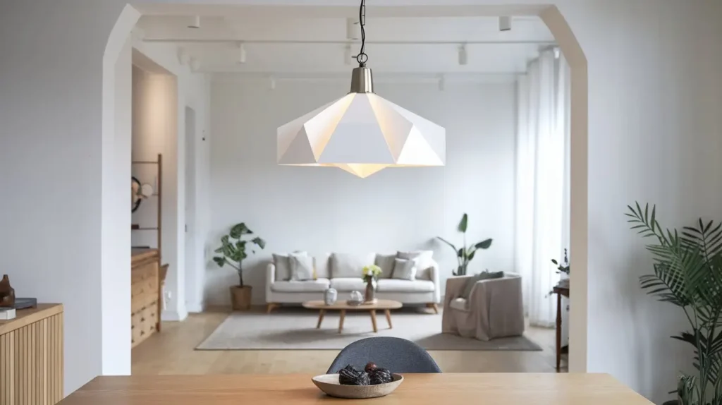 3. Éclairage Minimaliste : Suspension et Lampadaires Économiques Scandinave