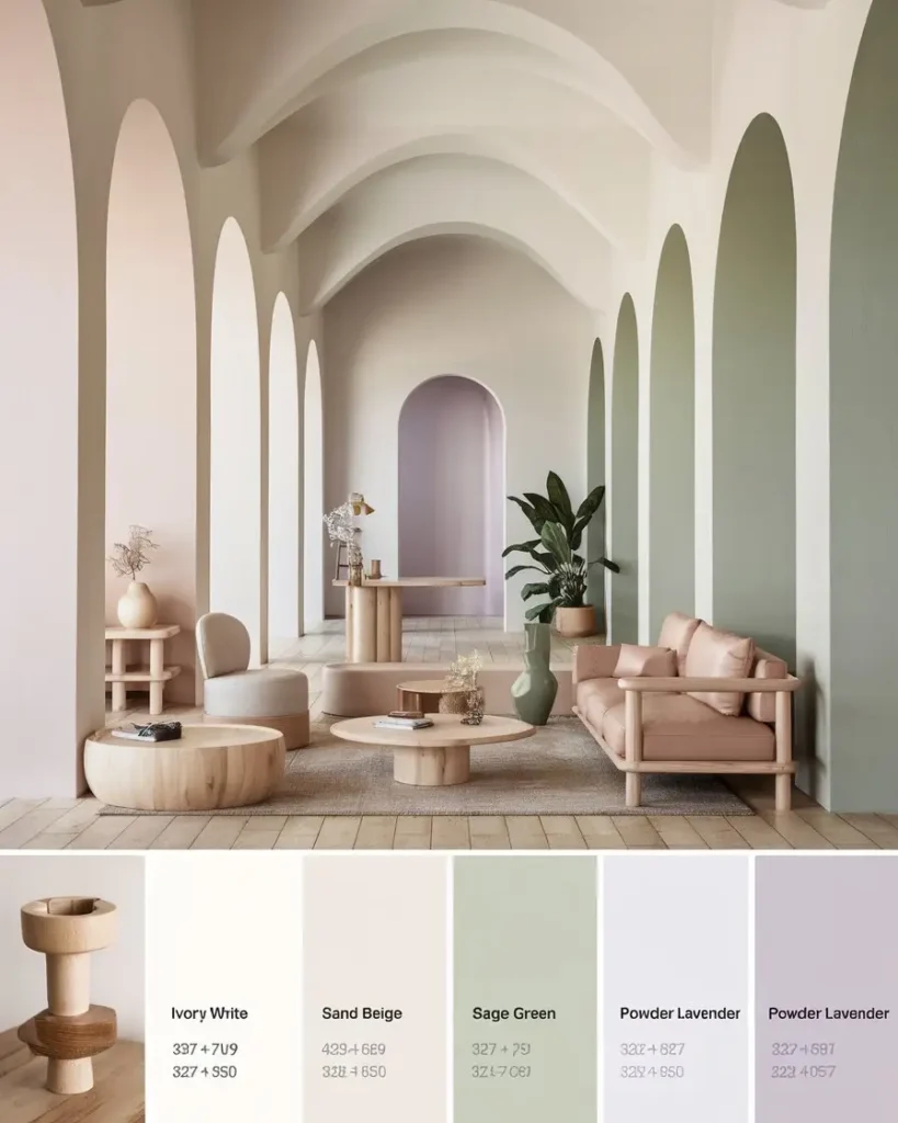Palette de couleurs claires pour agrandir une pièce blanc cassé, beige sable, gris perle , couleur choisir pour agrandir une pièce