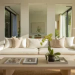 Salon moderne lumineux avec techniques d'agrandissement visuel par la couleur (1)