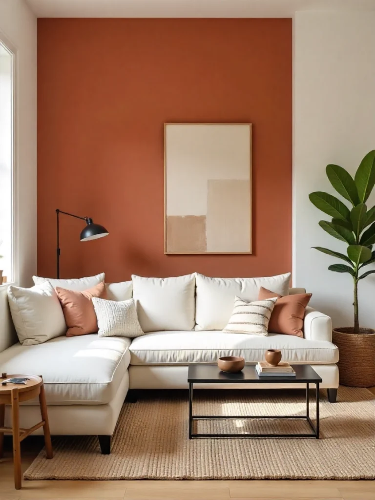 Salon contemporain terracotta 2026 style méditerranéen lumineux