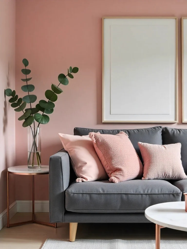 Salon moderne avec anthracite et or rosé